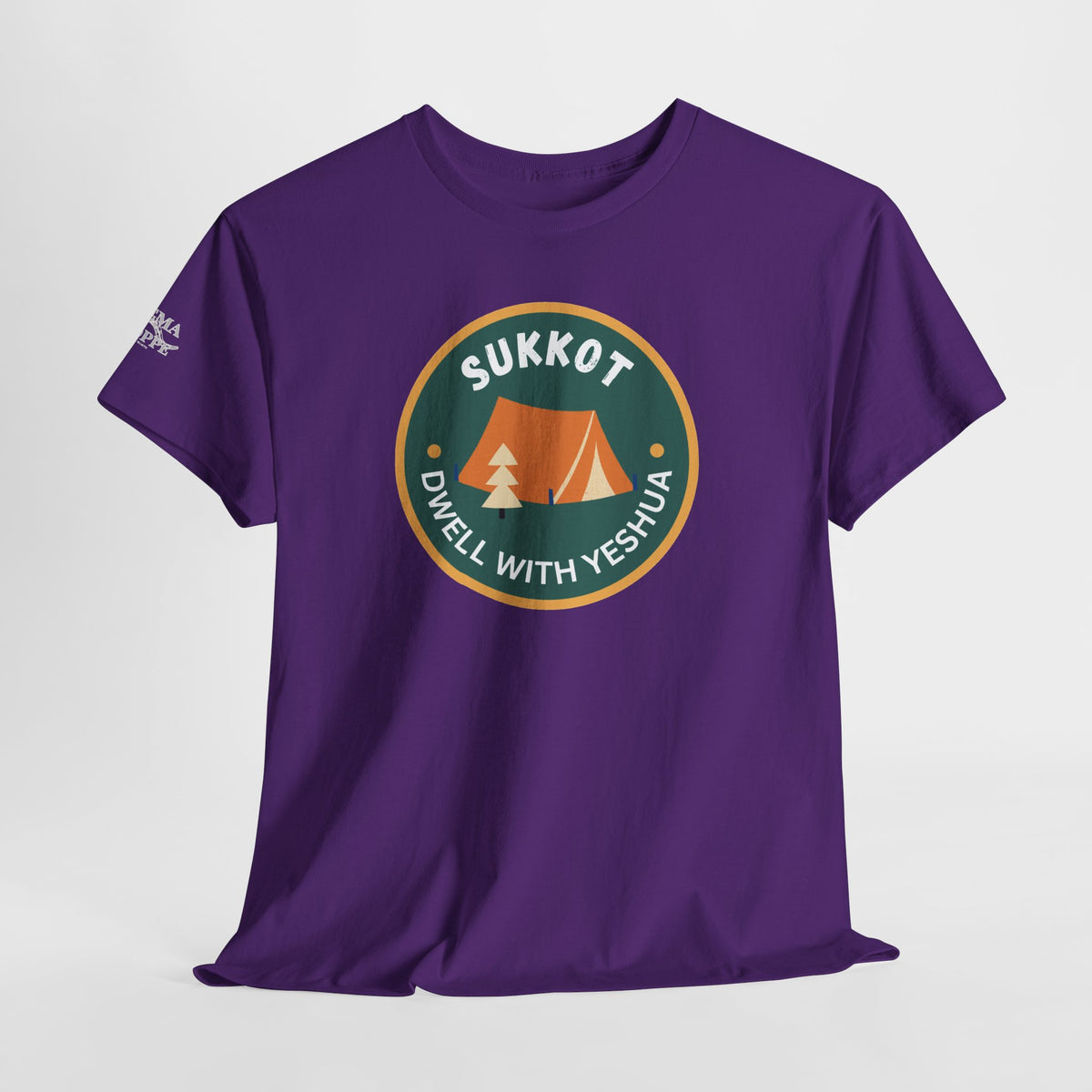 Sukkot Camping Tee — “Dwell With Yeshua” Biblical Feast T‑Shirt