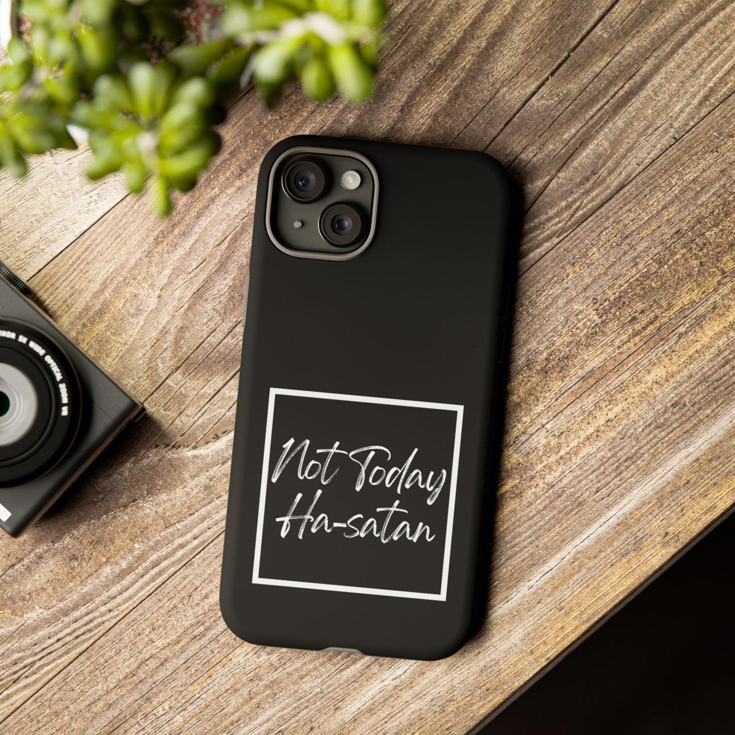 Phone Case- “Not Today Ha-satan” Black Tough Protective Cover Hebrew Humor