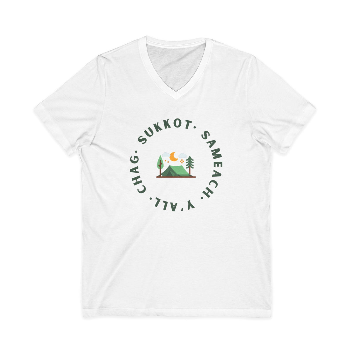 Chag Sukkot Tabernacles Light Colors Jersey Short Sleeve V-Neck Tee