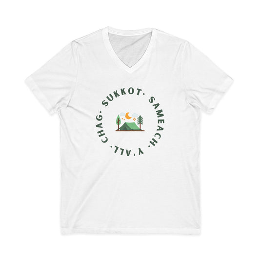 Chag Sukkot Tabernacles Light Colors Jersey Short Sleeve V-Neck Tee
