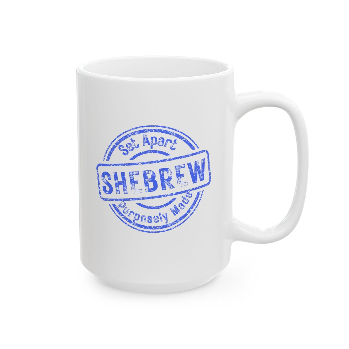 Ceramic Mug - Shebrews Stamp, Perfect for Shabbat and Sharing Faith