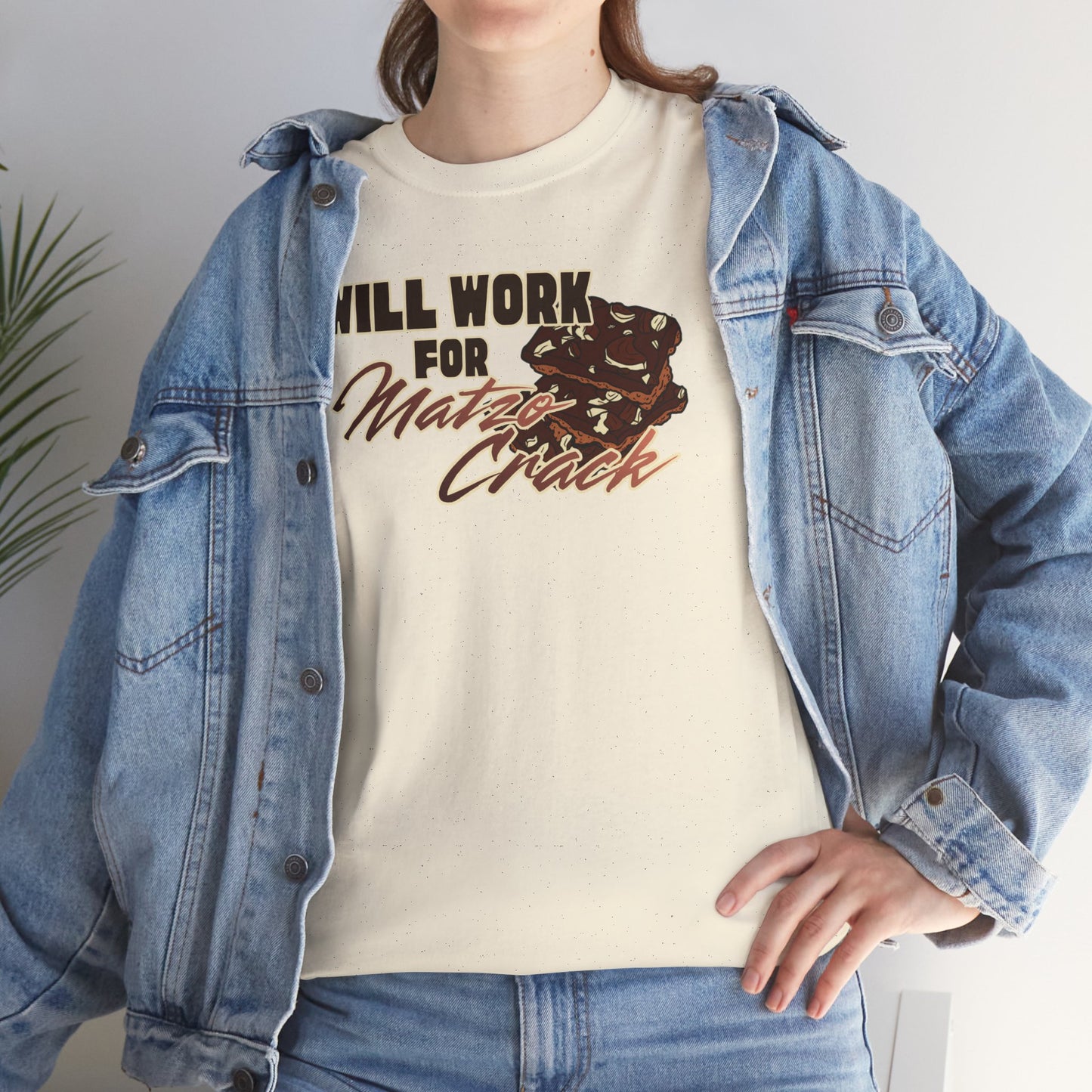 Will Work for Matzo Crack Funny Passover Unleavened Bread T‑Shirt