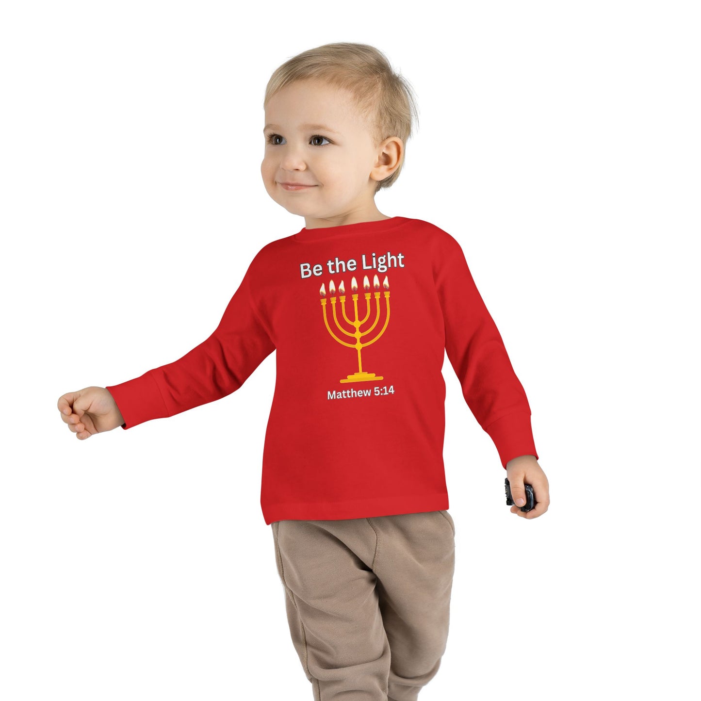 Be the Light Menorah Toddler Long Sleeve Tee
