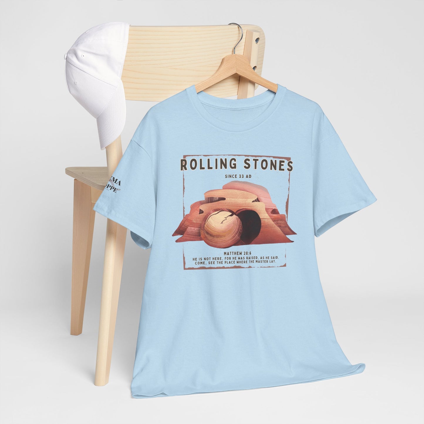 Rolling Stones Since 33 AD Biblical Graphic Tee — "Hebrew Hahas" Vintage Faith Shirt