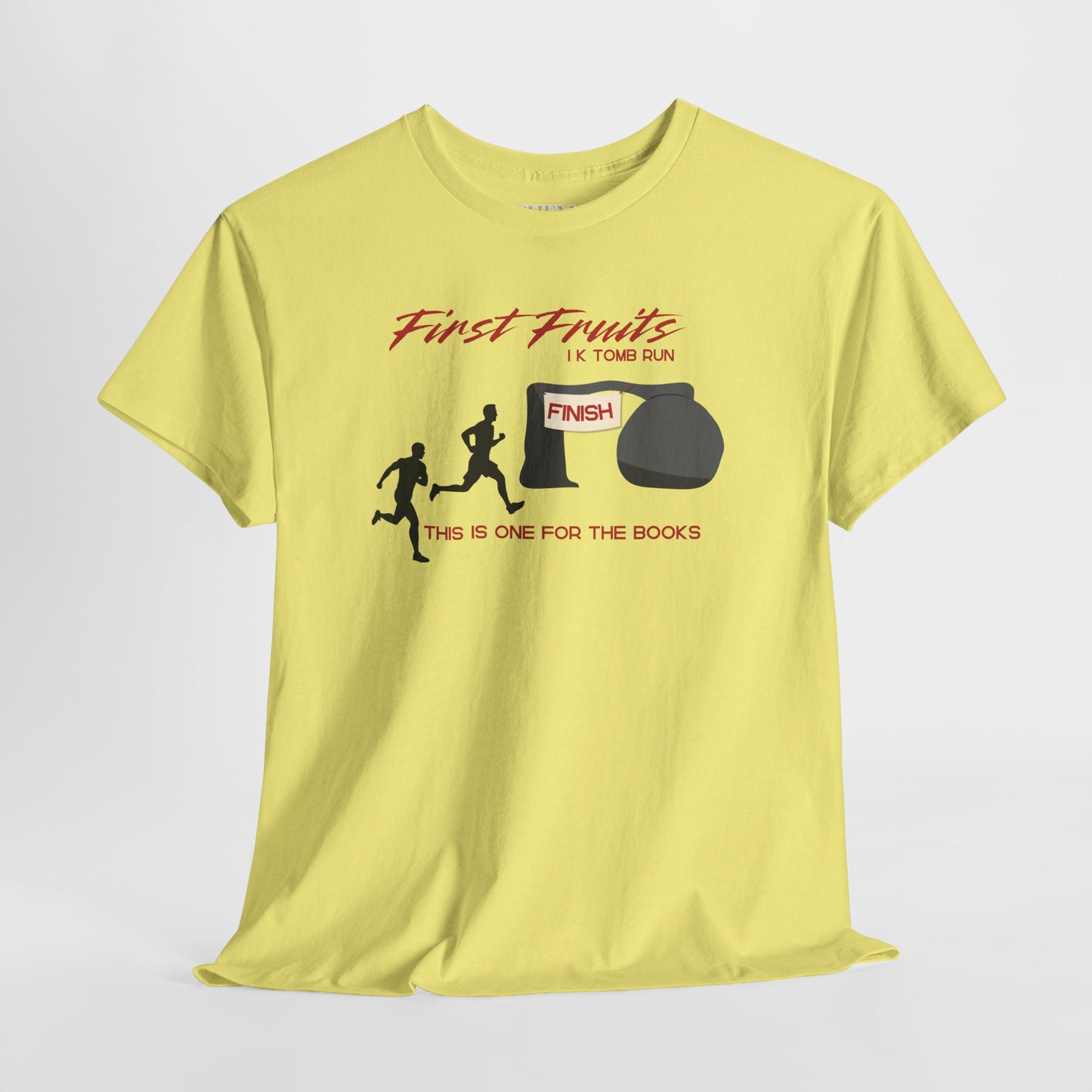 First Fruits 1k Tomb Run Unisex Tee - Funny Biblical Design