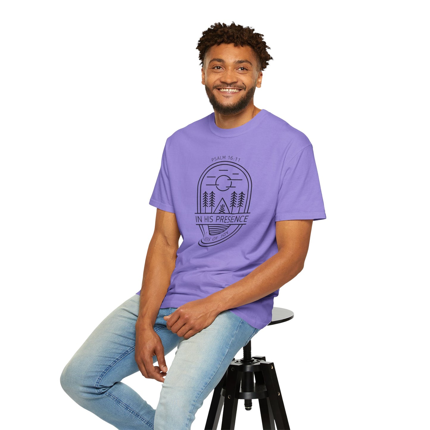 In His Presence T-Shirt — Psalm 16:11 Bible Verse Nature Comfort Colors Cotton Shirt