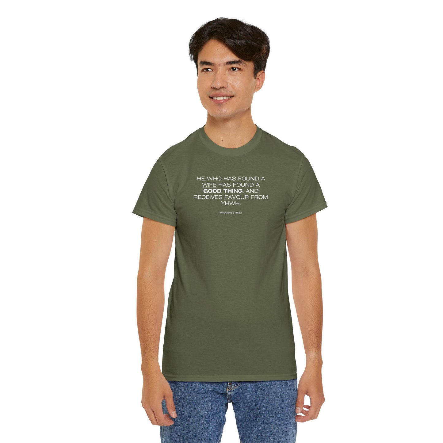 Proverbs 18:22 Men's Tee - Engagements, Weddings, Anniversaries- For The Coordinated Couple 100% Cotton