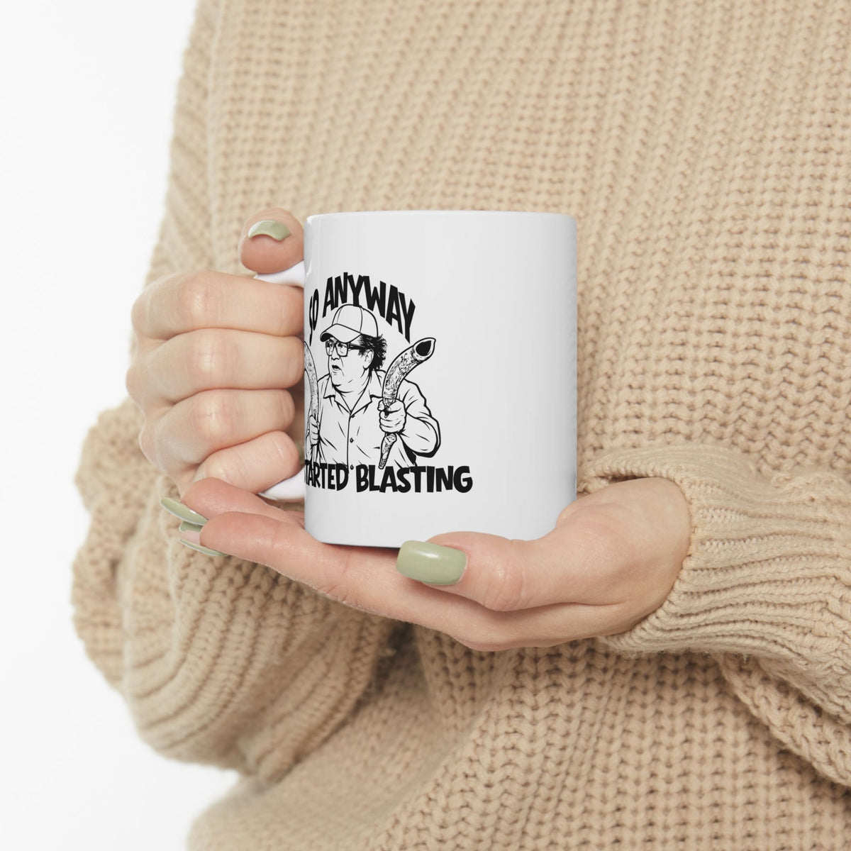 Funny Shofar Meme Mug — "I Started Blasting" Ceramic Mug (11oz & 15oz)