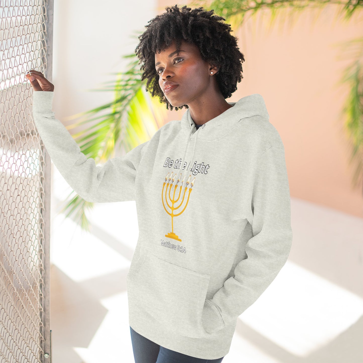 Be The Light Menorah Three-Panel Fleece Hoodie
