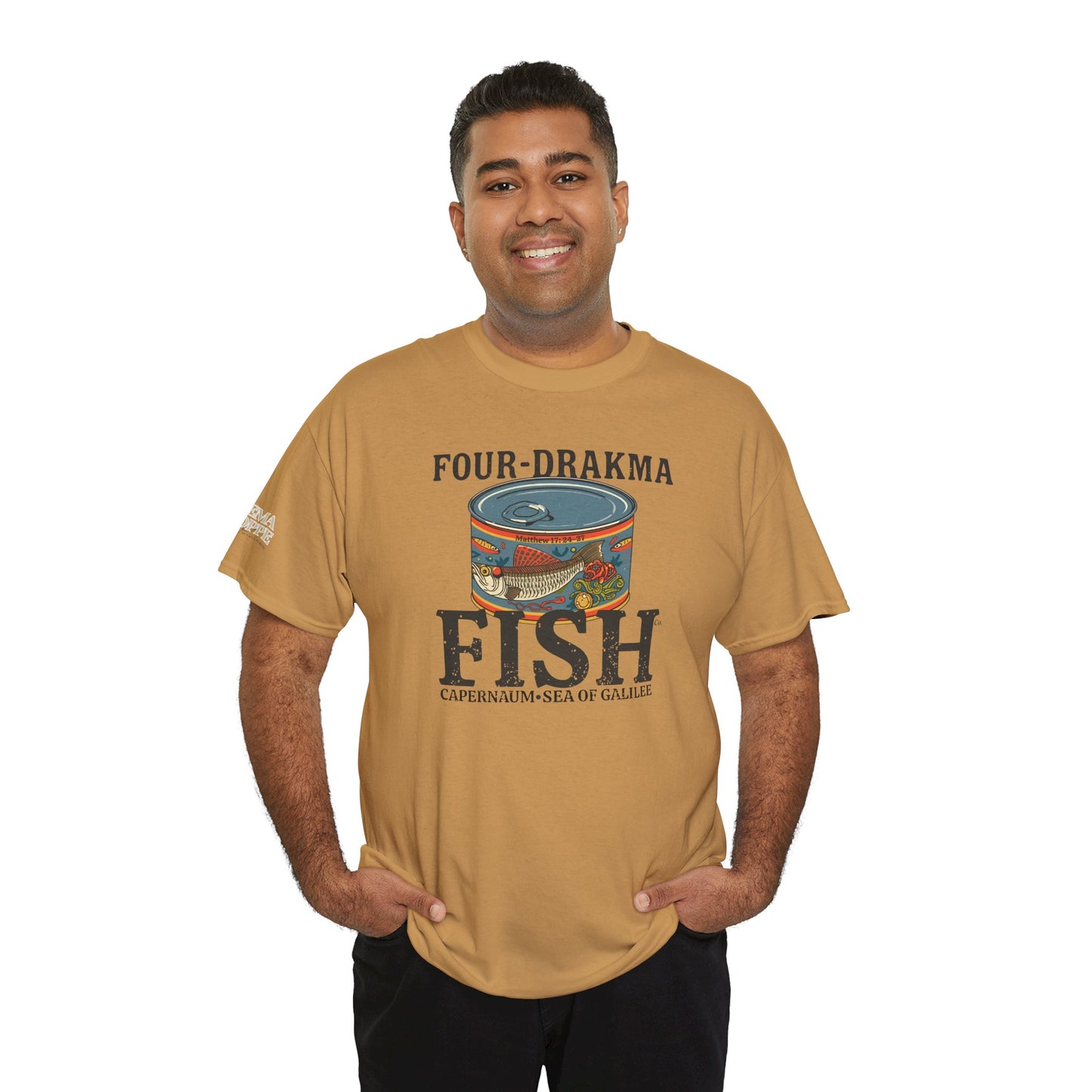 Vintage Four-Drachma Fish Co Matthew 17:24-27 Unisex Tee for Fishermen and Bible Enthusiasts