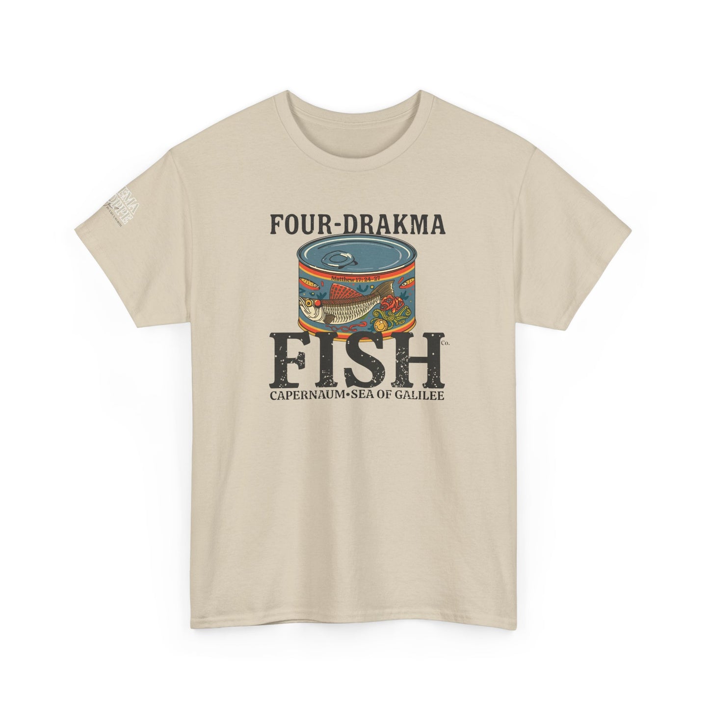 Vintage Four-Drachma Fish Co Matthew 17:24-27 Unisex Tee for Fishermen and Bible Enthusiasts