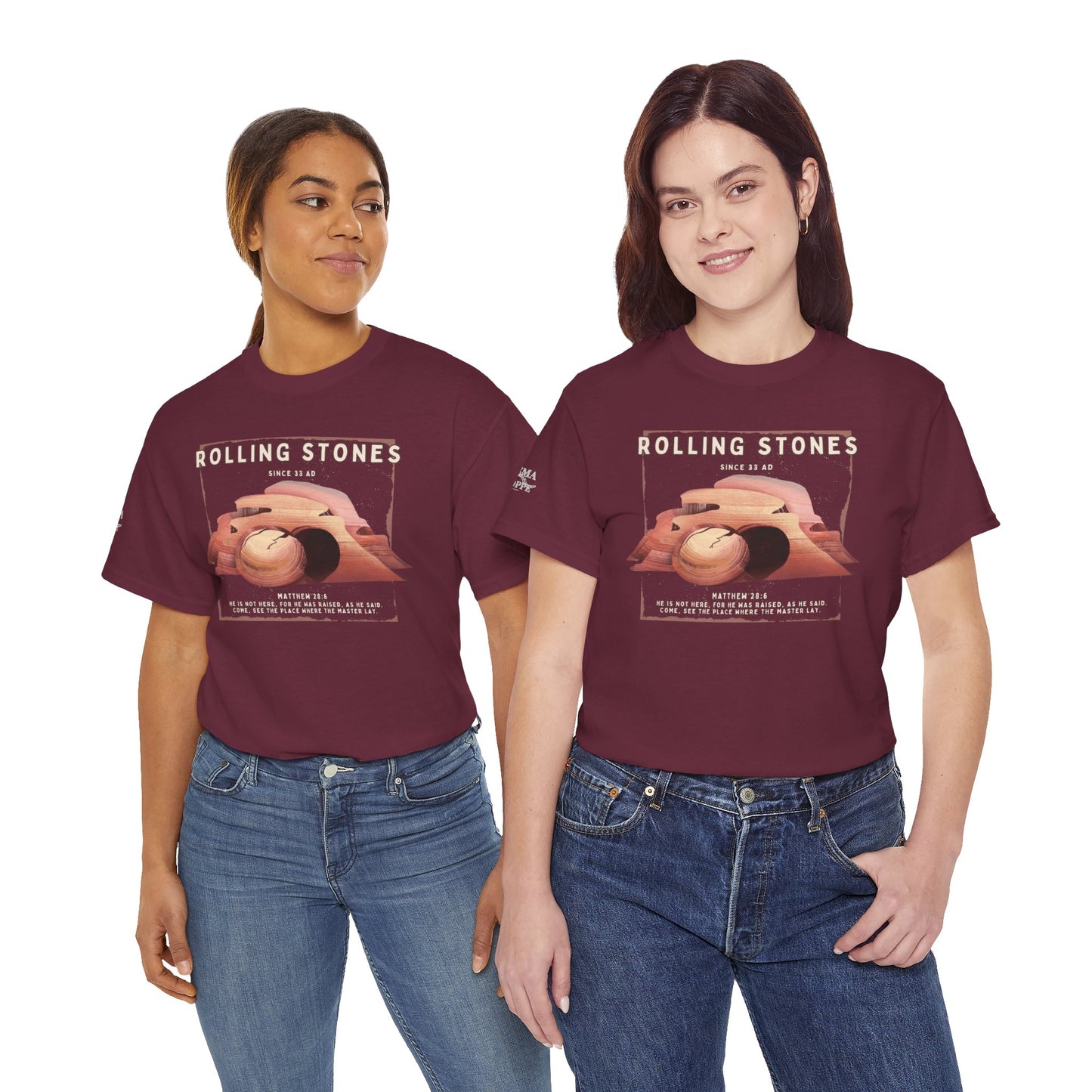 Rolling Stones Since 33 AD Biblical Graphic Tee — "Hebrew Hahas" Vintage Faith Shirt