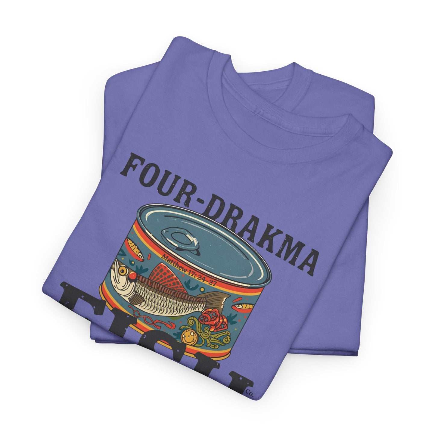Vintage Four-Drachma Fish Co Matthew 17:24-27 Unisex Tee for Fishermen and Bible Enthusiasts