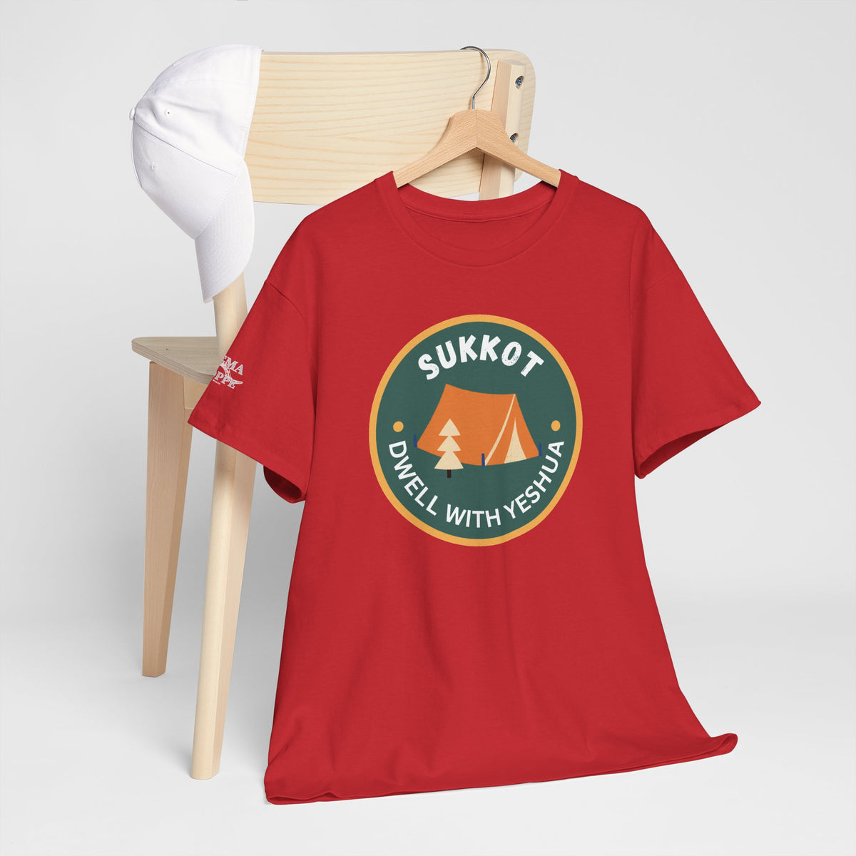 Sukkot Camping Tee — “Dwell With Yeshua” Biblical Feast T‑Shirt