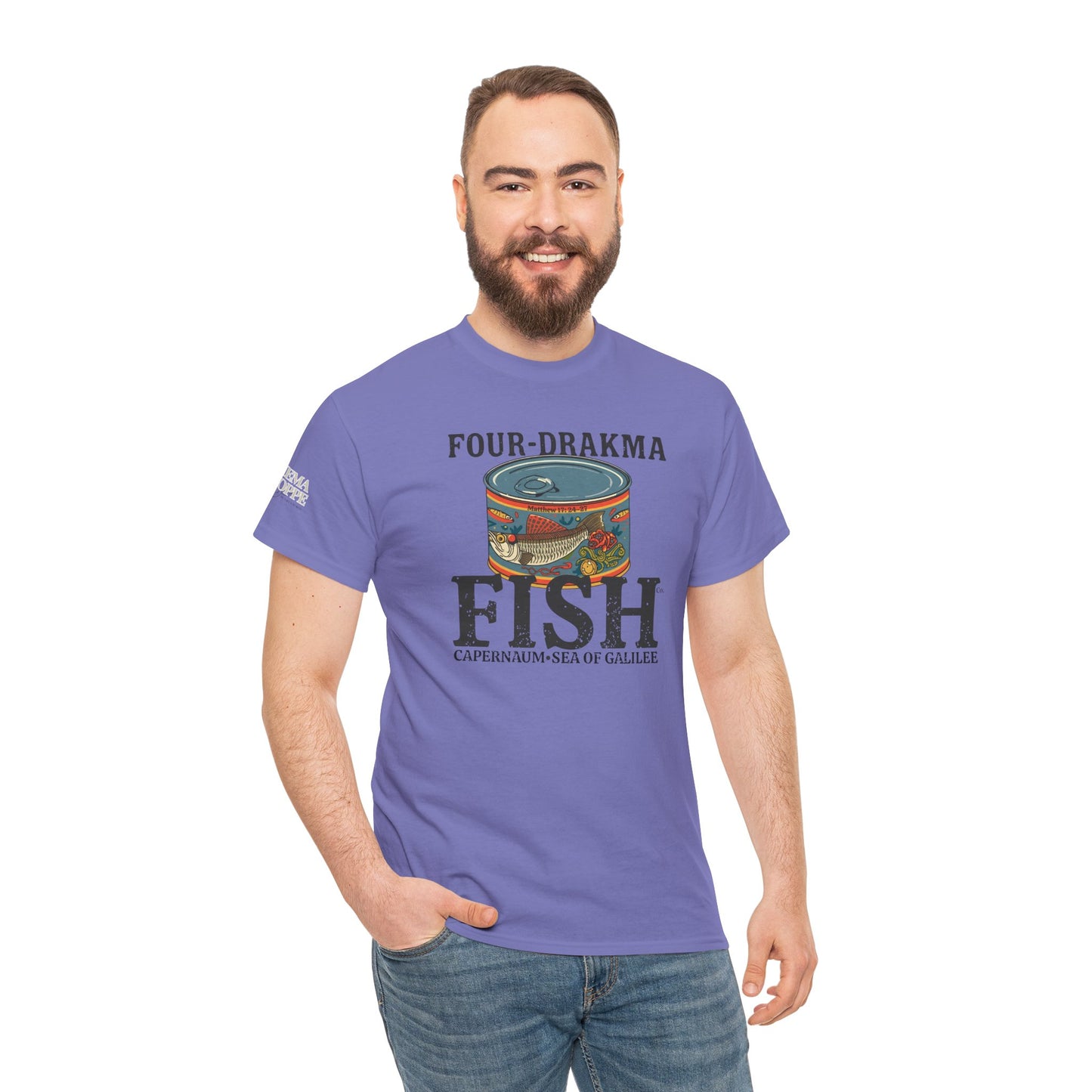 Vintage Four-Drachma Fish Co Matthew 17:24-27 Unisex Tee for Fishermen and Bible Enthusiasts