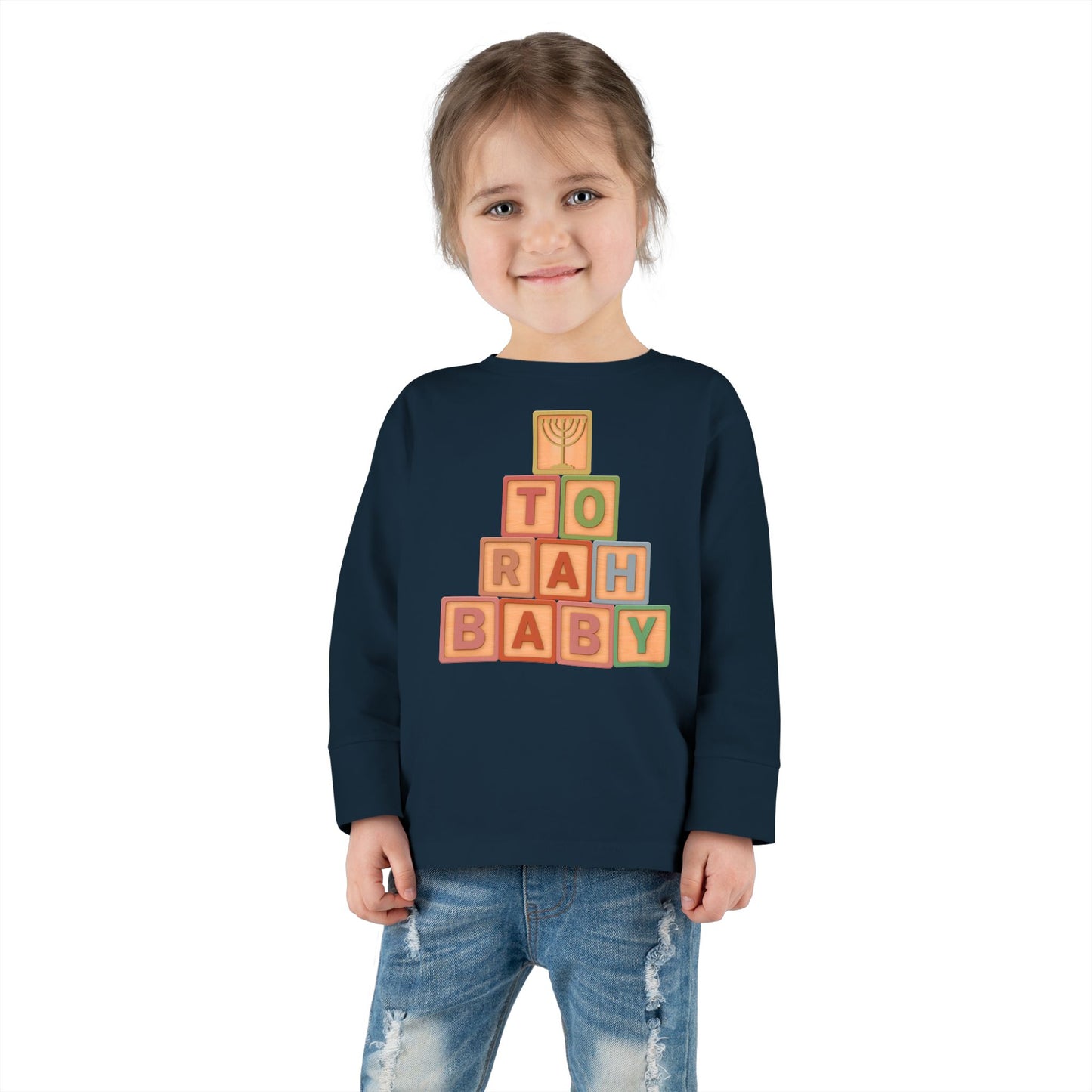 Torah Baby Menorah Blocks- Toddler Long Sleeve Tee