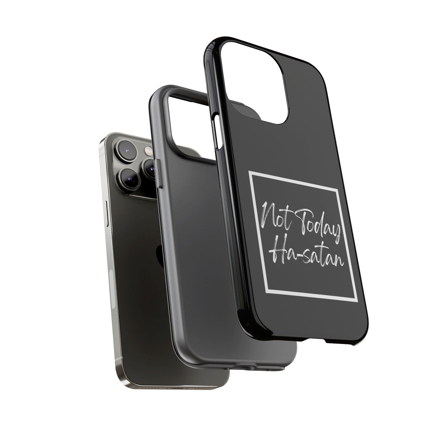 Phone Case- “Not Today Ha-satan” Black Tough Protective Cover Hebrew Humor