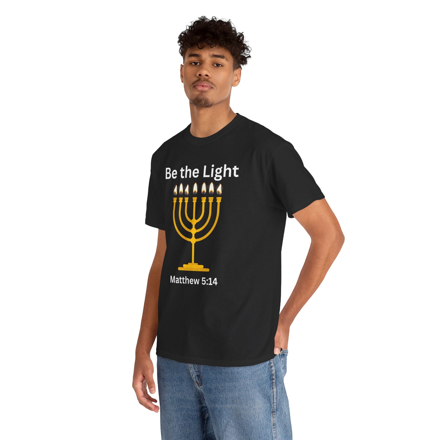 Be the Light Menorah: Unisex Heavy Cotton Tee Matthew 5:14