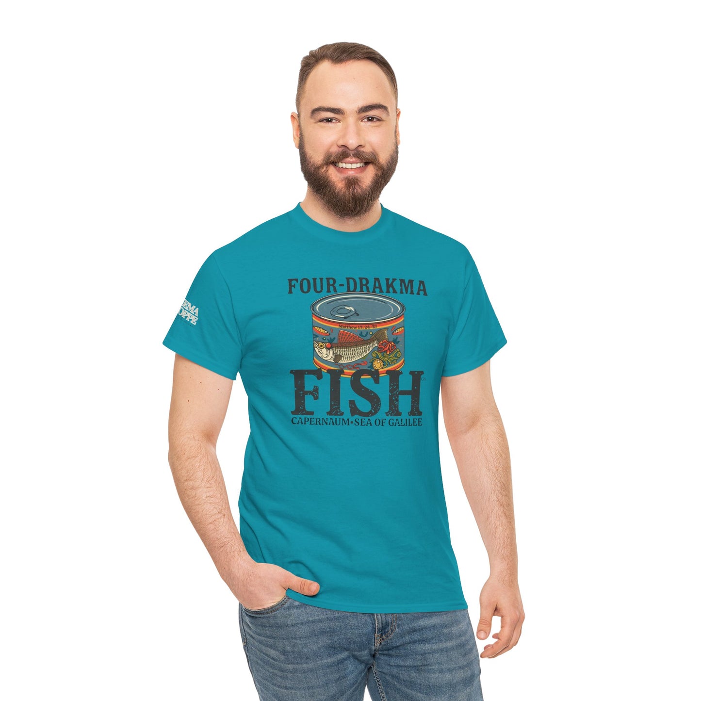 Vintage Four-Drachma Fish Co Matthew 17:24-27 Unisex Tee for Fishermen and Bible Enthusiasts