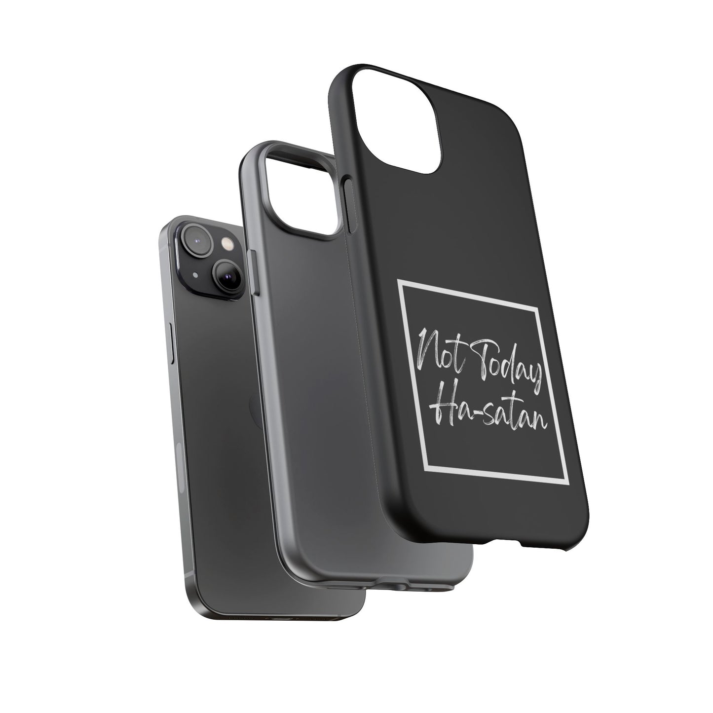 Phone Case- “Not Today Ha-satan” Black Tough Protective Cover Hebrew Humor