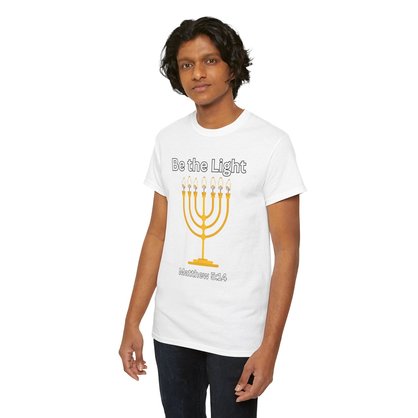 Be the Light Menorah: Unisex Heavy Cotton Tee Matthew 5:14