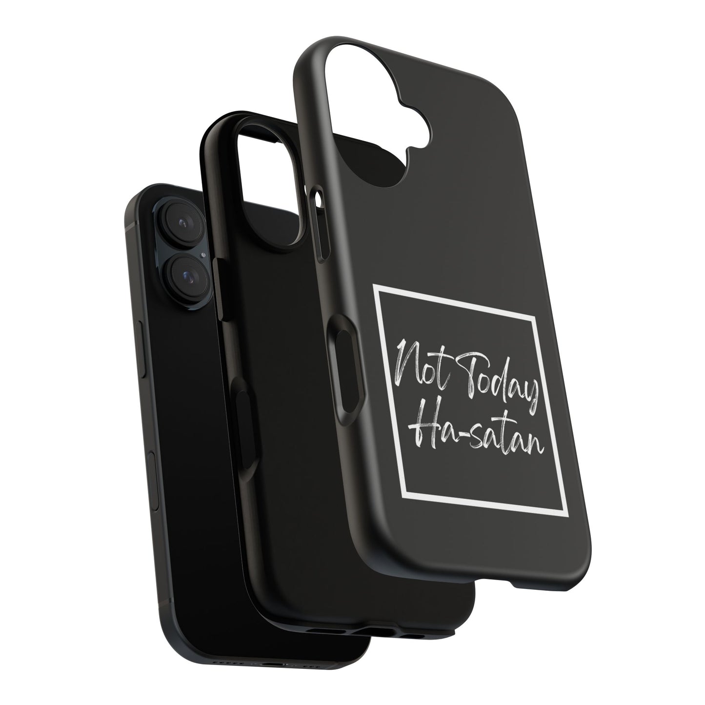 Phone Case- “Not Today Ha-satan” Black Tough Protective Cover Hebrew Humor