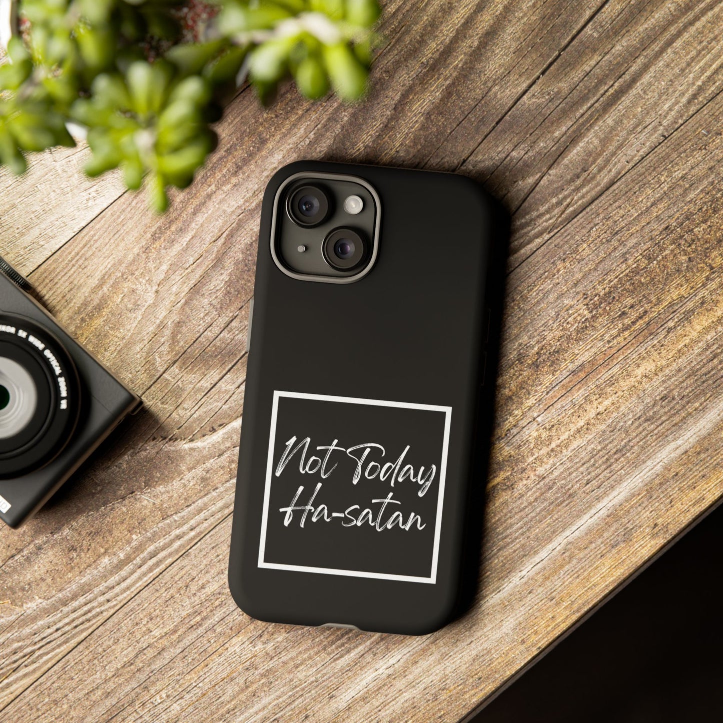 Phone Case- “Not Today Ha-satan” Black Tough Protective Cover Hebrew Humor