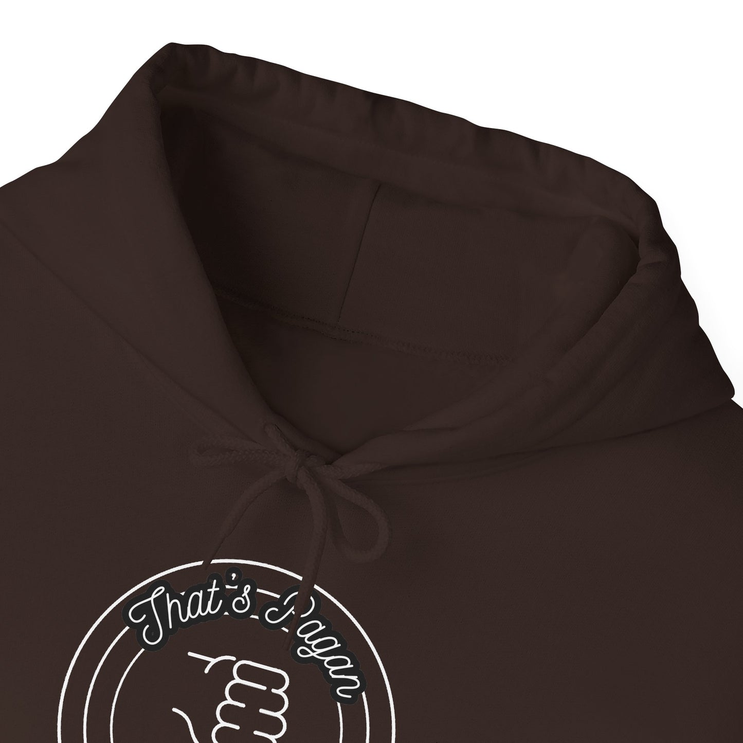 Thar's Pagan Thumbs Down Circle Hoodie — Retro Grunge Anti-Approval Graphic Sweatshirt