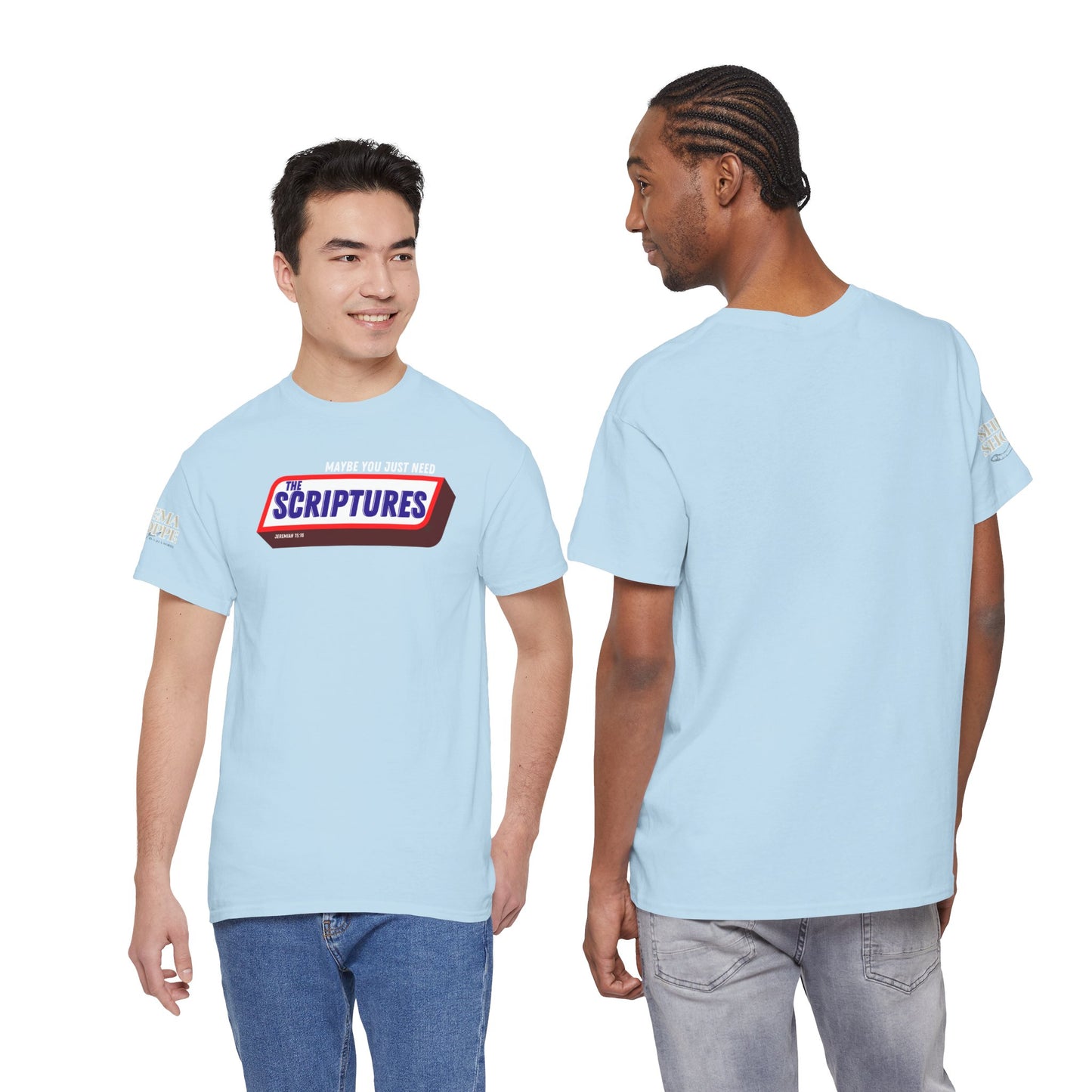 Scriptures Satisfy Heavy Cotton Tee Bible Humor