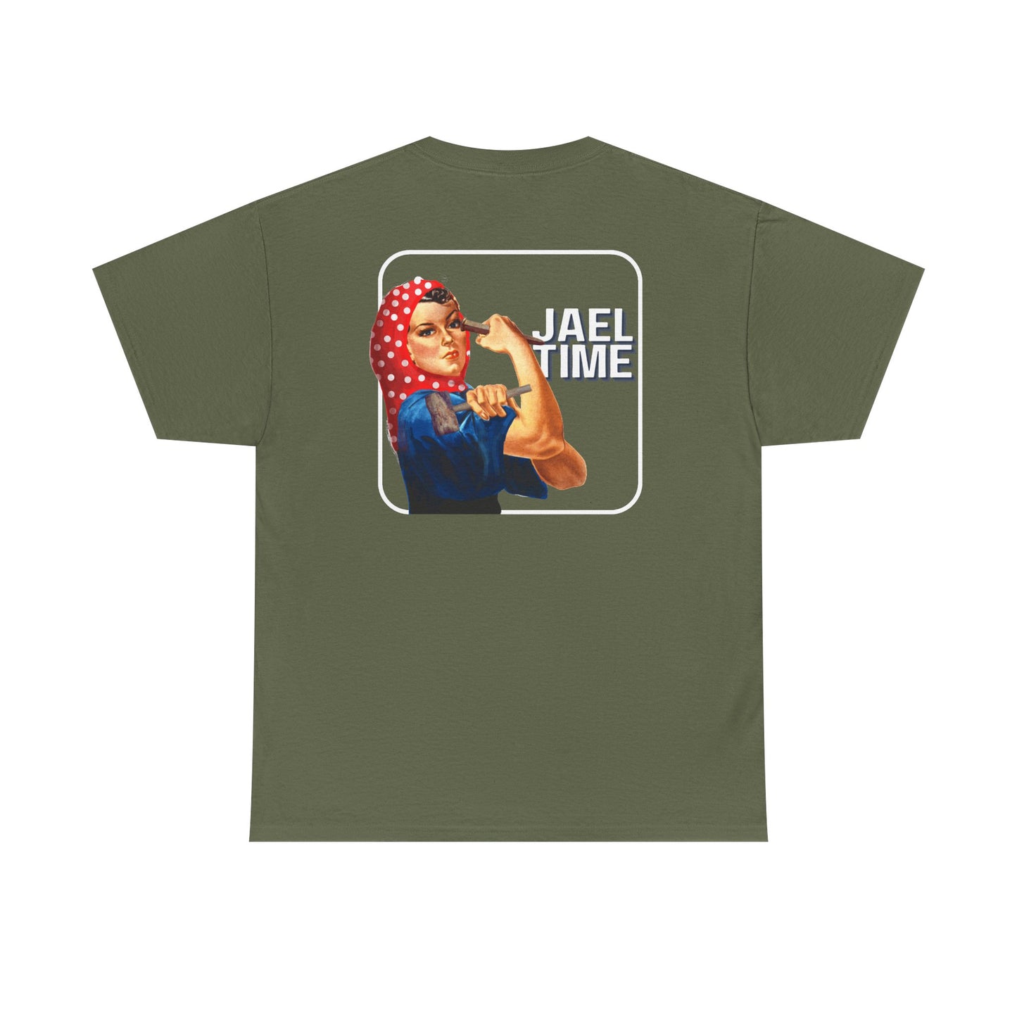 'Jael Time' Humorous Bible Story T-Shirt with Tent Peg and Hammer Design Cotton Tee