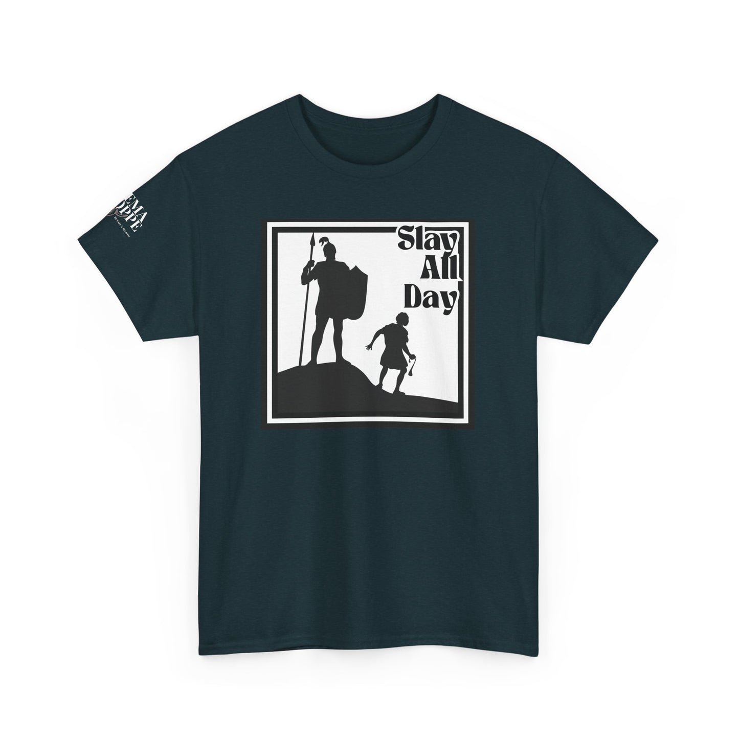 Slay All Day David and Goliath Unisex Heavy Cotton T-Shirt Biblical Humor Tee