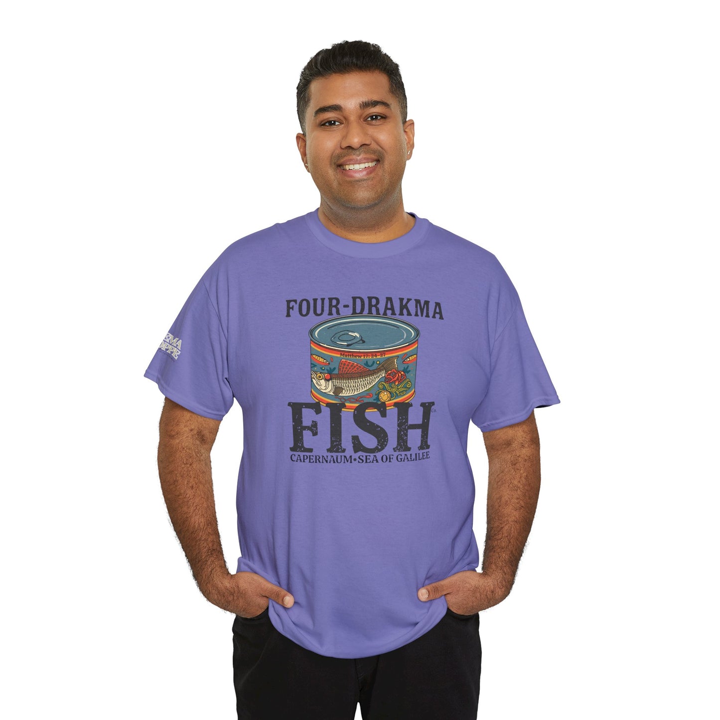 Vintage Four-Drachma Fish Co Matthew 17:24-27 Unisex Tee for Fishermen and Bible Enthusiasts