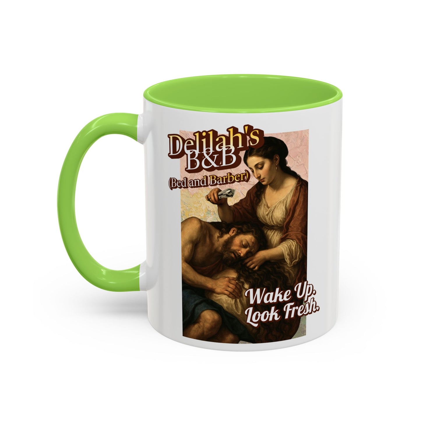 Funny Vintage Sampson Delilah's B&B Coffee Mug Bible Humor