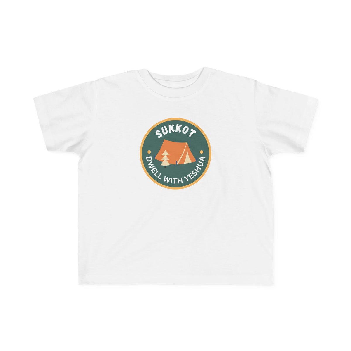 Sukkot Toddler Tee — “Dwell with Yeshua” Camping Badge (Canada)