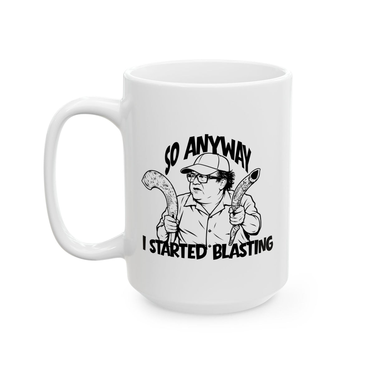 Funny Shofar Meme Mug — "I Started Blasting" Ceramic Mug (11oz & 15oz)
