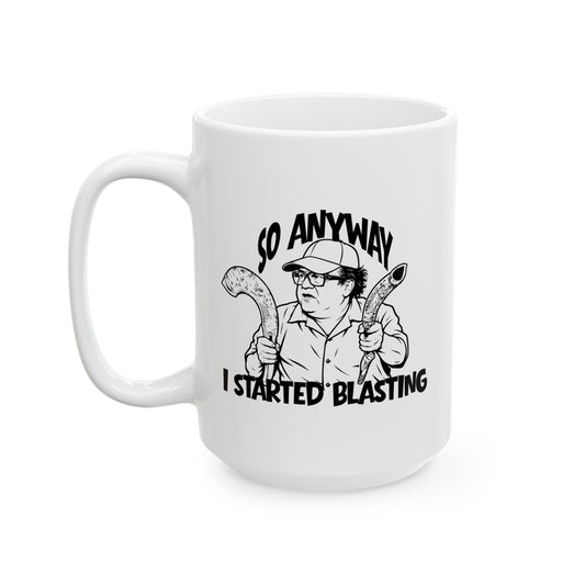 Funny Shofar Meme Mug — "I Started Blasting" Ceramic Mug (11oz & 15oz)