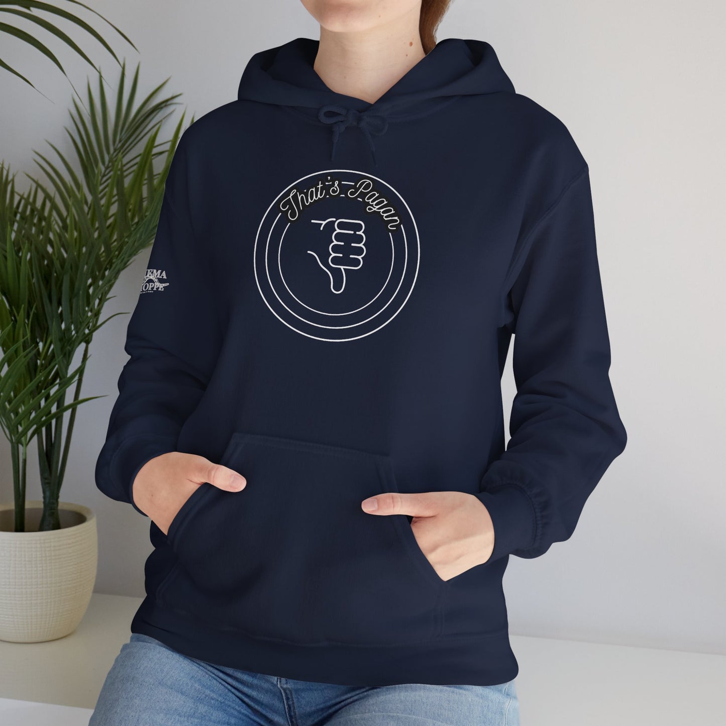 Thar's Pagan Thumbs Down Circle Hoodie — Retro Grunge Anti-Approval Graphic Sweatshirt
