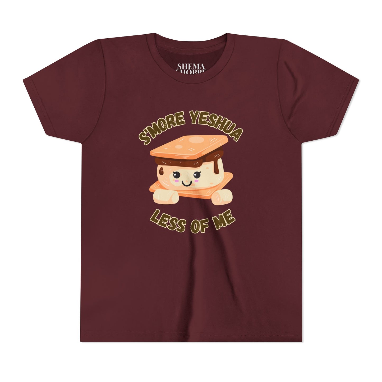 Youth T-Shirt - More Yeshua, Less of Me Shirt Cute S'mores for Sukkot