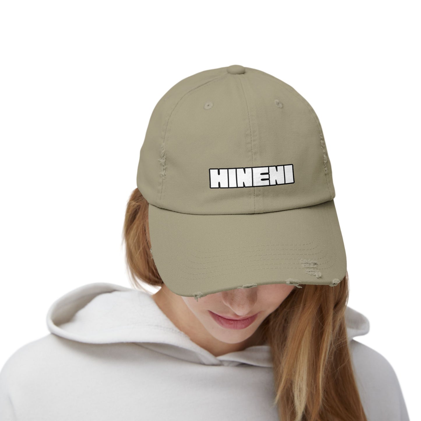Hineni (Hebrew for "here I am")  Distressed Cap with 'Hineni' | Casual Streetwear Hat, Daily Accessory, Gift for Him/Her, Trendy Cap