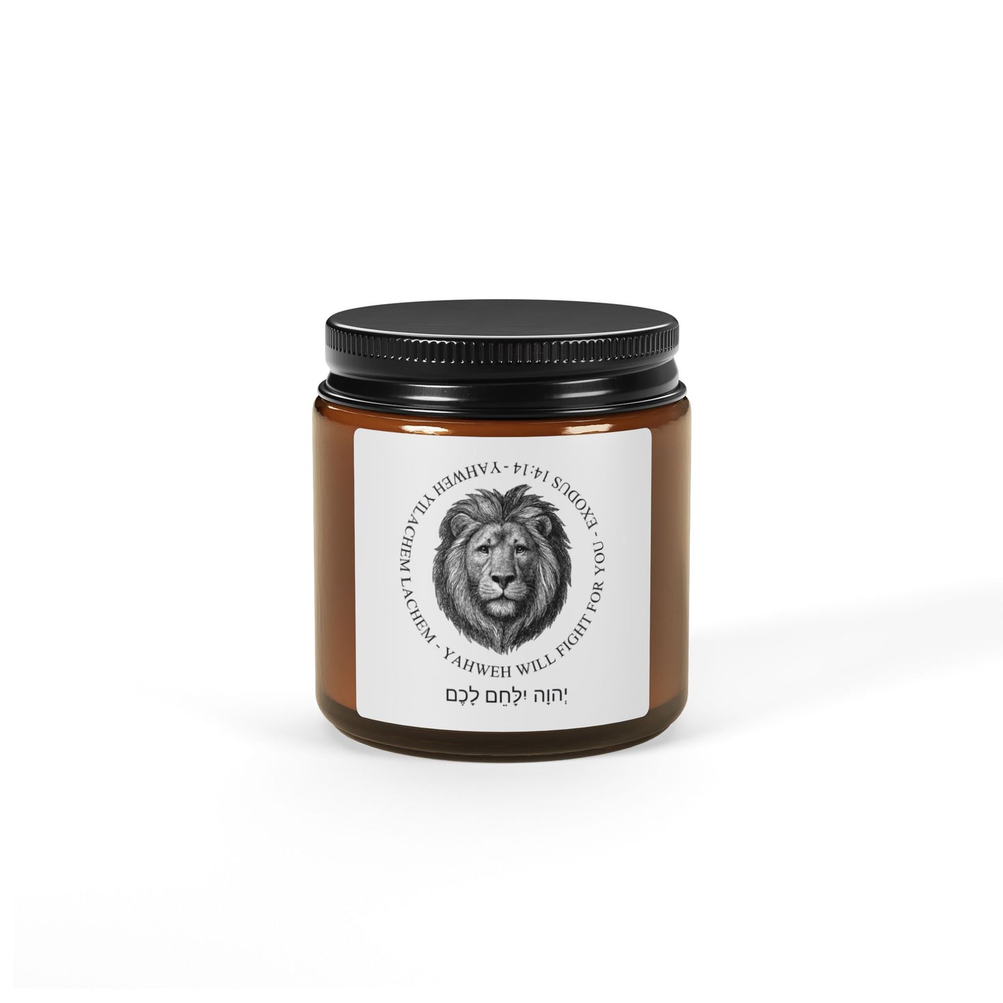 Amber Jar Soy Candle Yahweh Will Fight For You Lion Emblem Scented Candle (Multi-Size, Aromatherapy)