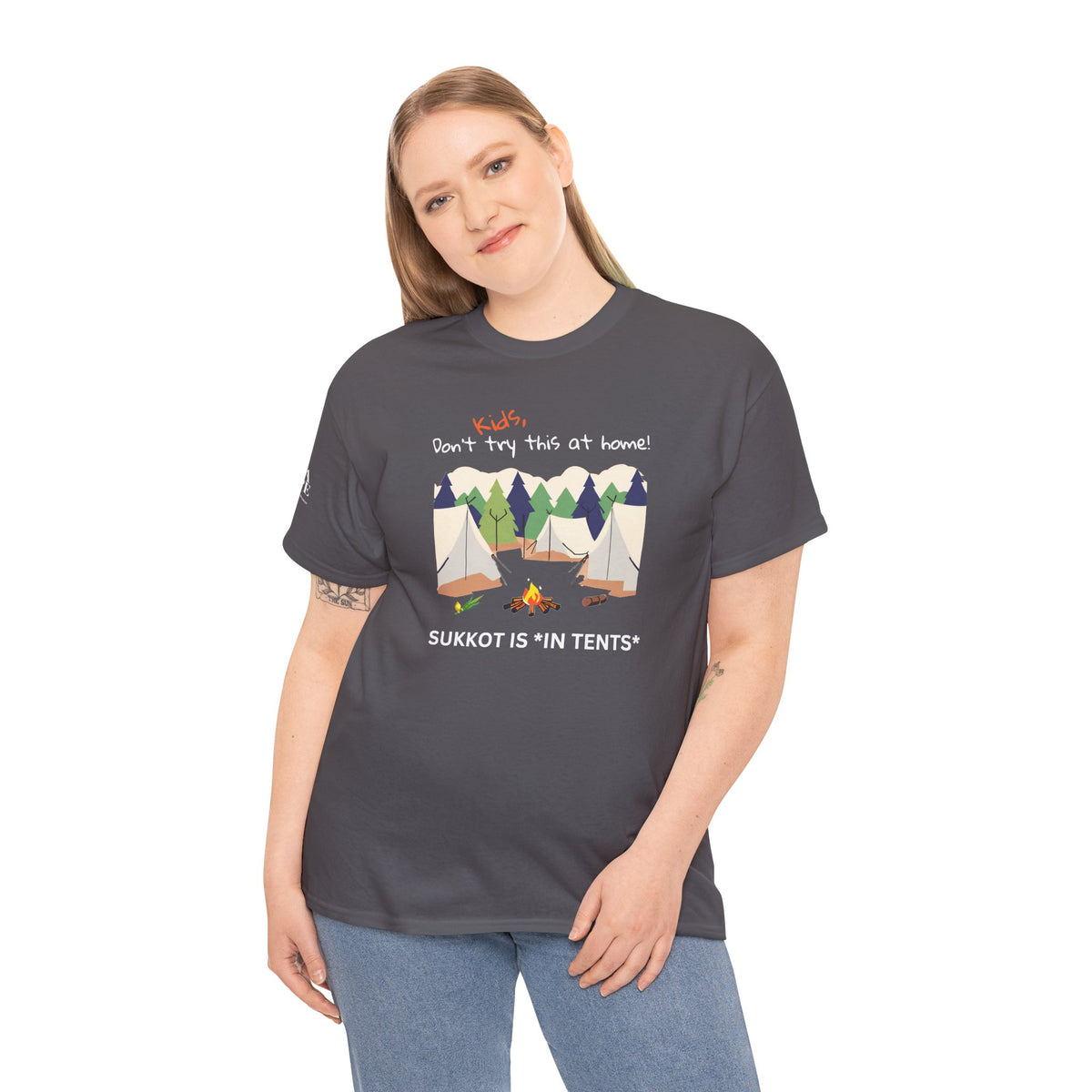 Kids, Don't Try This At Home Sukkot Shirt (dark colors)