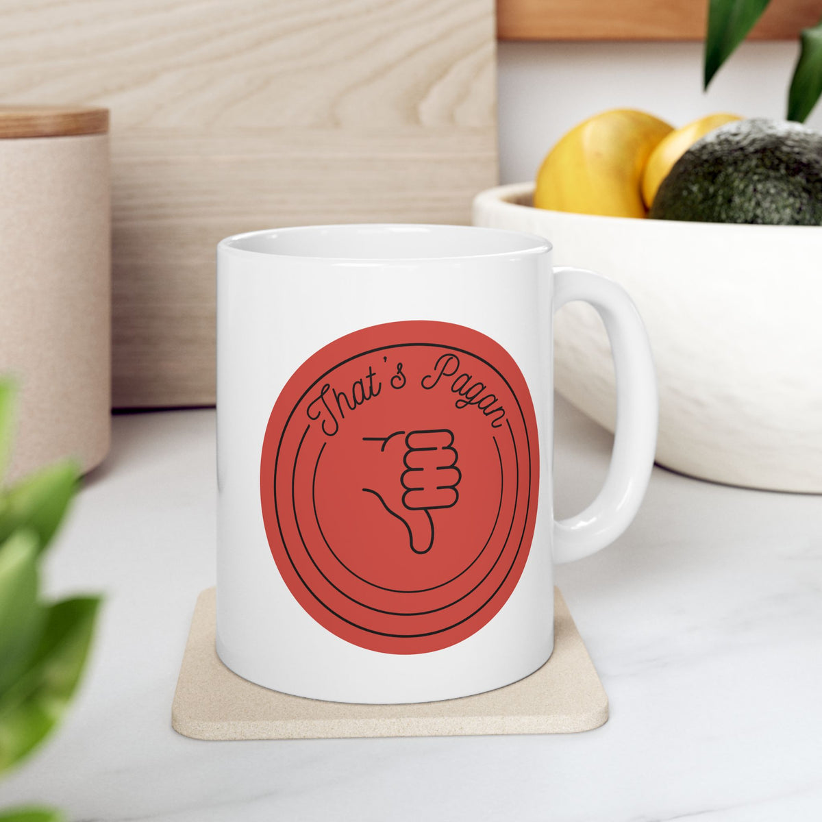That's Pagan Funny Ceramic Mug – Red Minimalist Coffee Cup