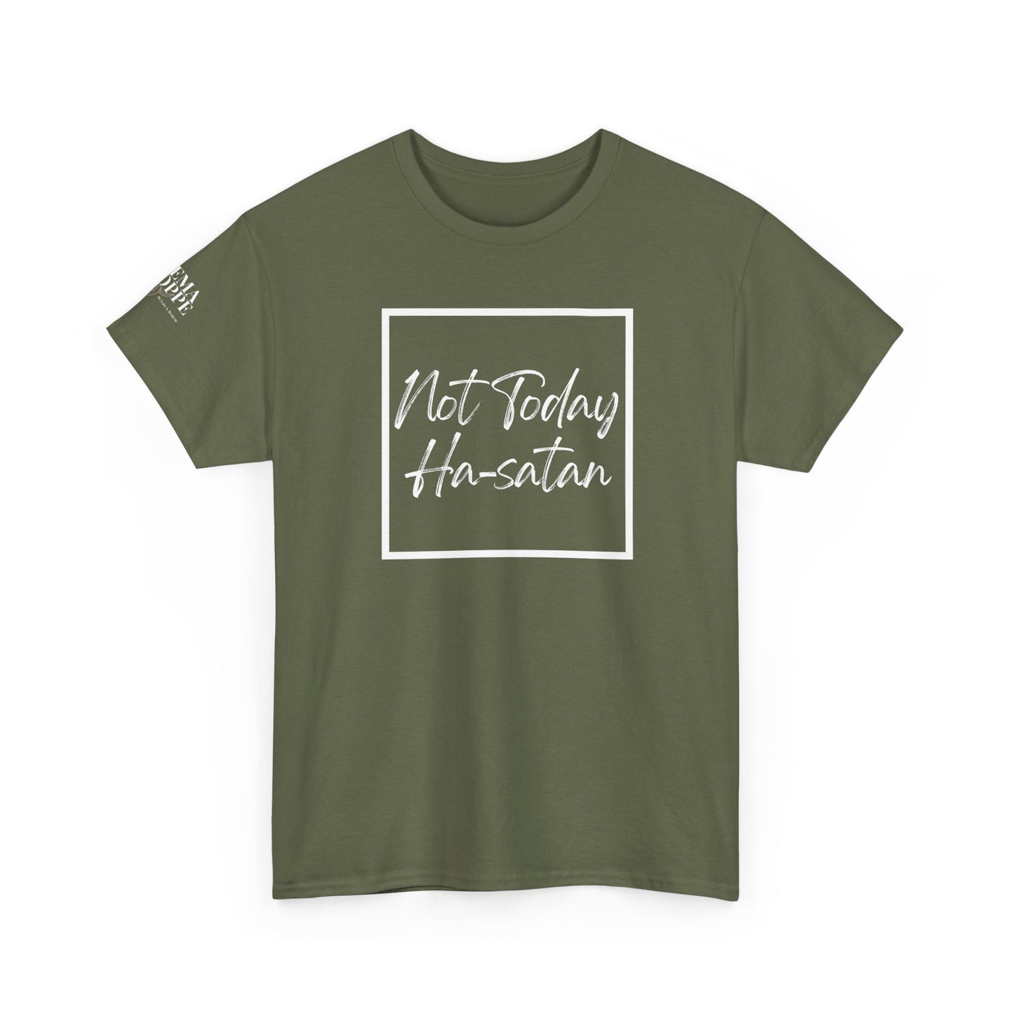 "Not Today Ha-satan" Cotton Tee Minimal Script Graphic Tee