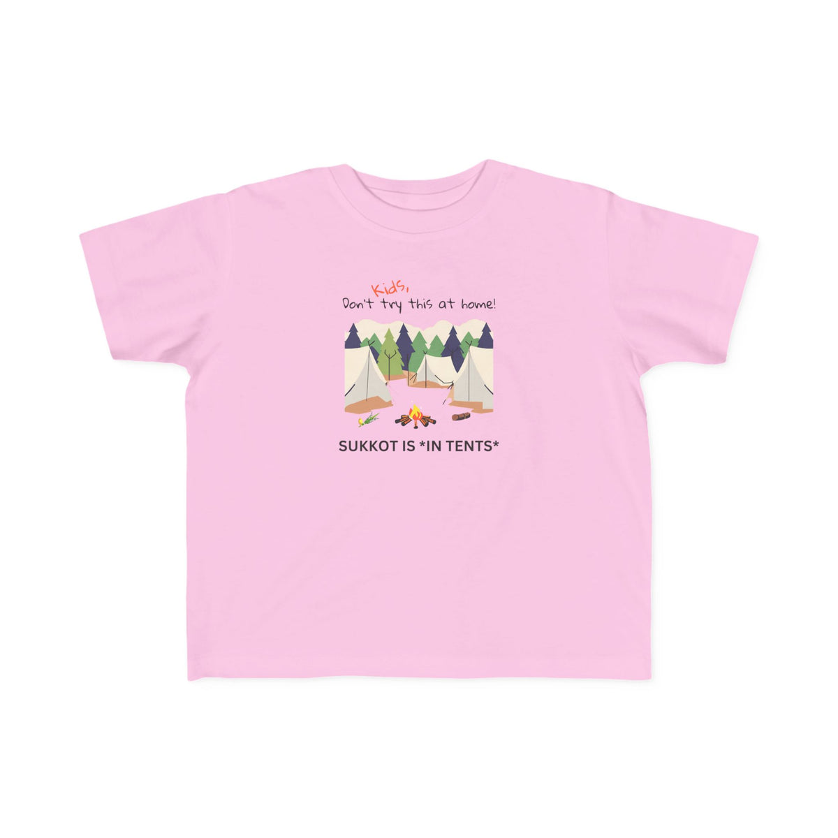 Sukkot Kids Tee — “Sukkot is ‘in tents’” Camping Holiday T-Shirt for Torah Toddlers Canada