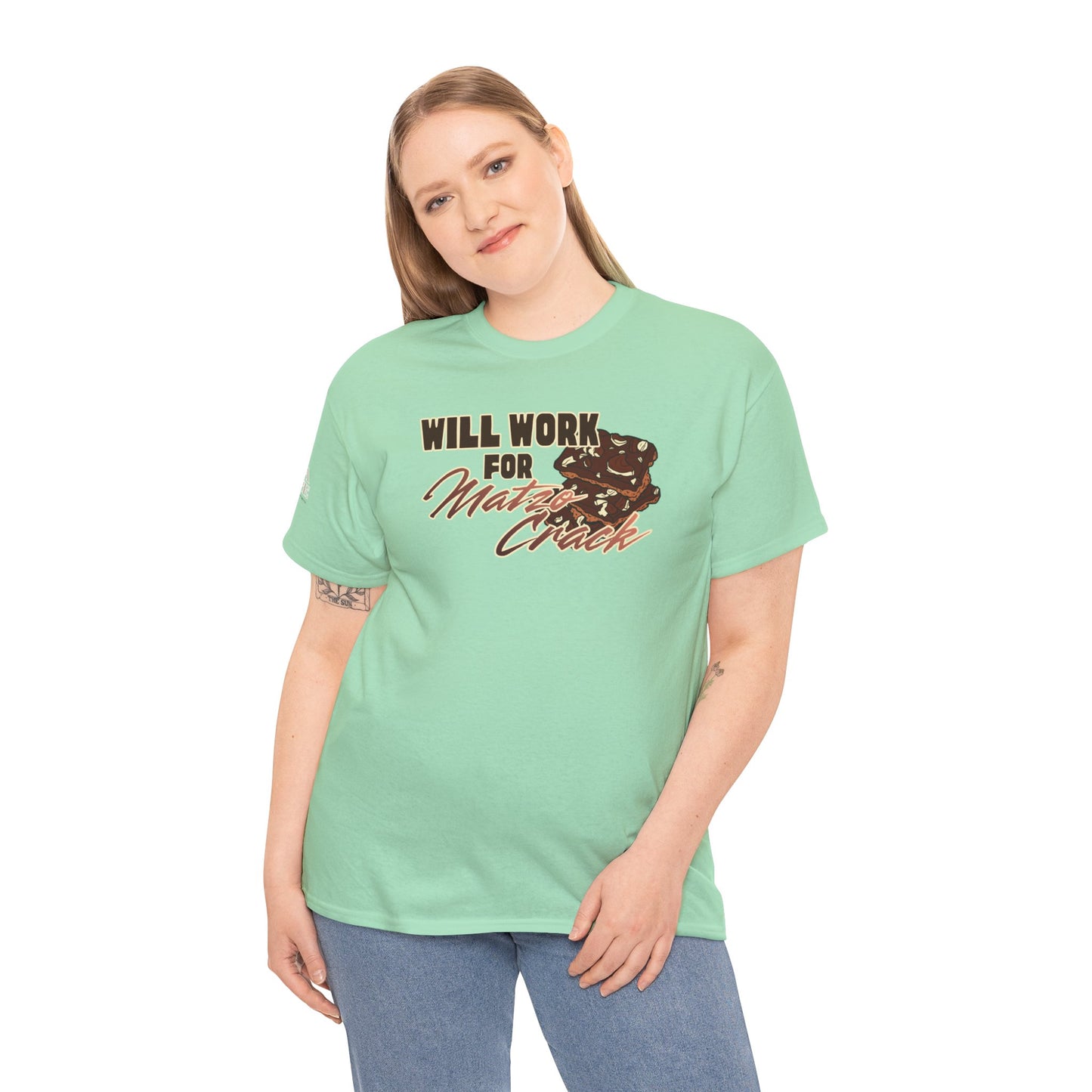 Will Work for Matzo Crack Funny Passover Unleavened Bread T‑Shirt