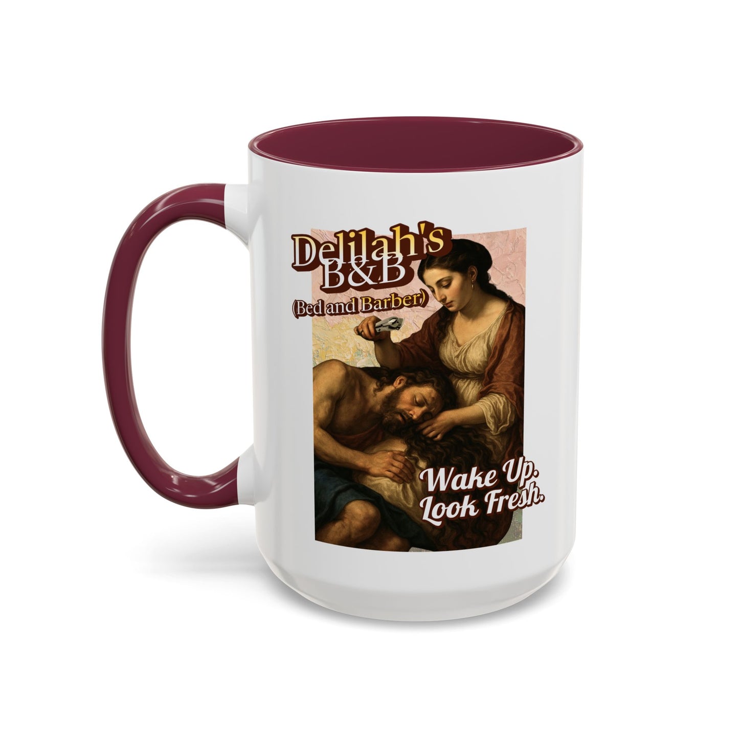 Funny Vintage Sampson Delilah's B&B Coffee Mug Bible Humor
