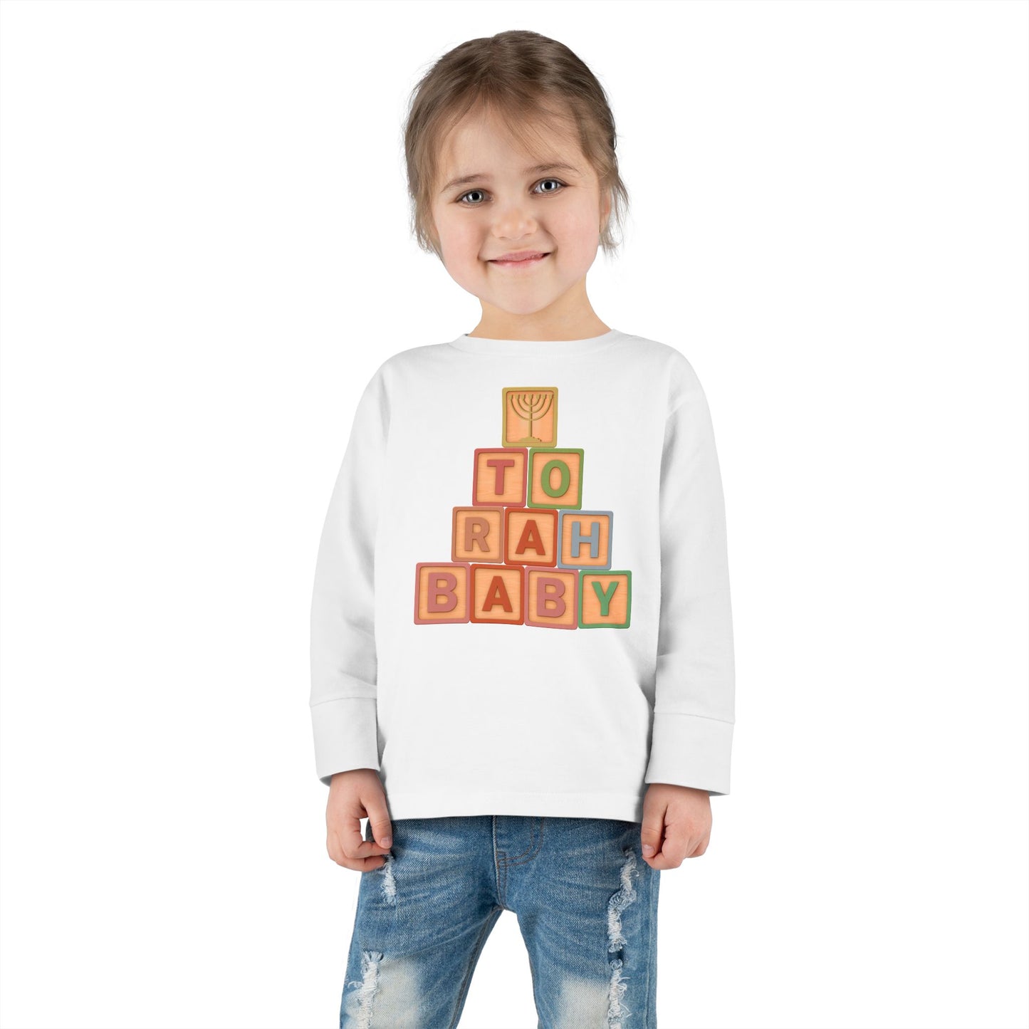 Torah Baby Menorah Blocks- Toddler Long Sleeve Tee