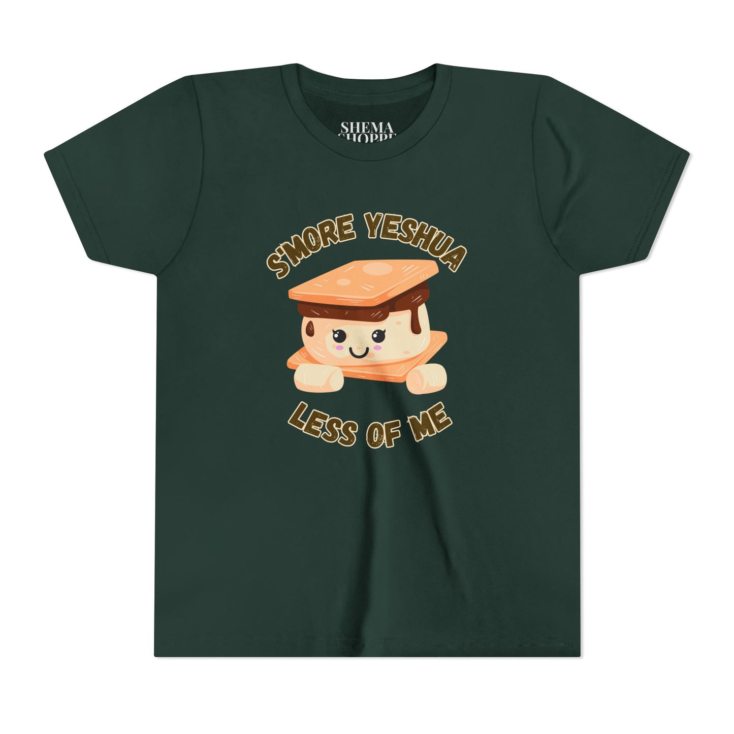 Youth T-Shirt - More Yeshua, Less of Me Shirt Cute S'mores for Sukkot