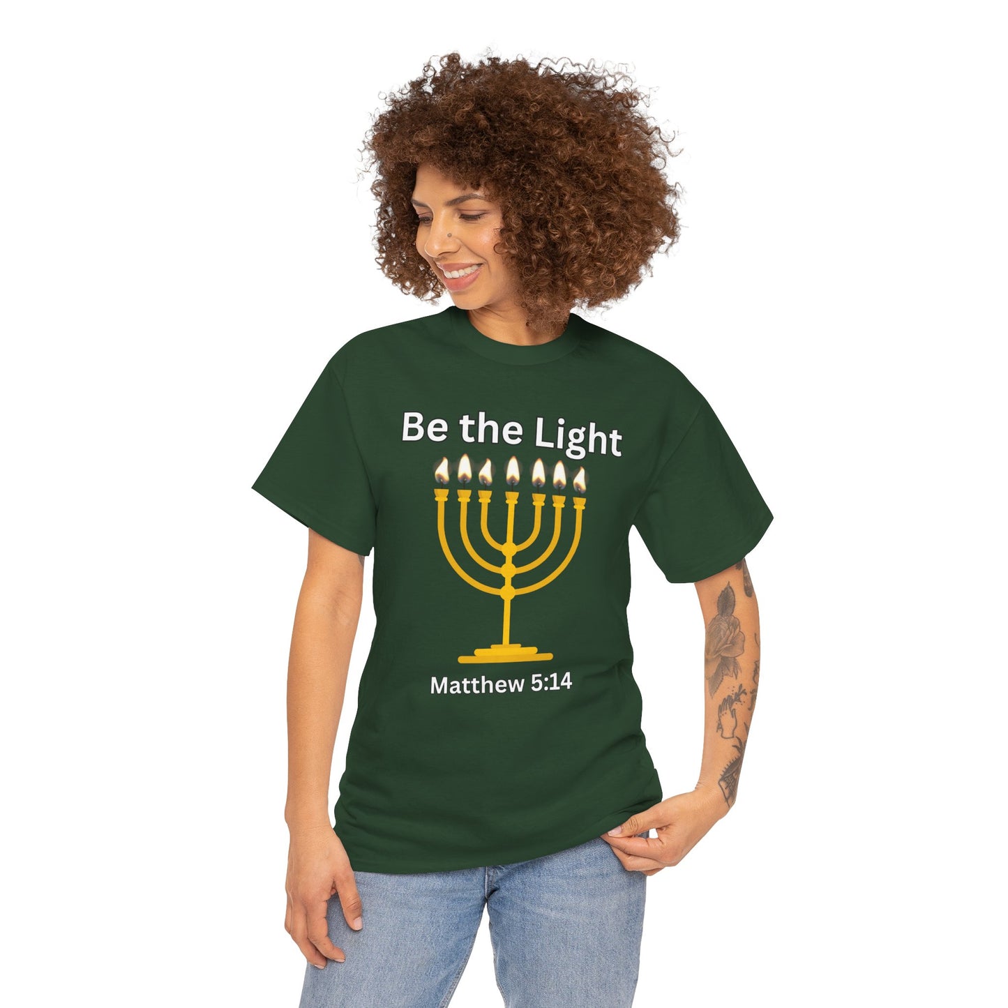 Be the Light Menorah: Unisex Heavy Cotton Tee Matthew 5:14