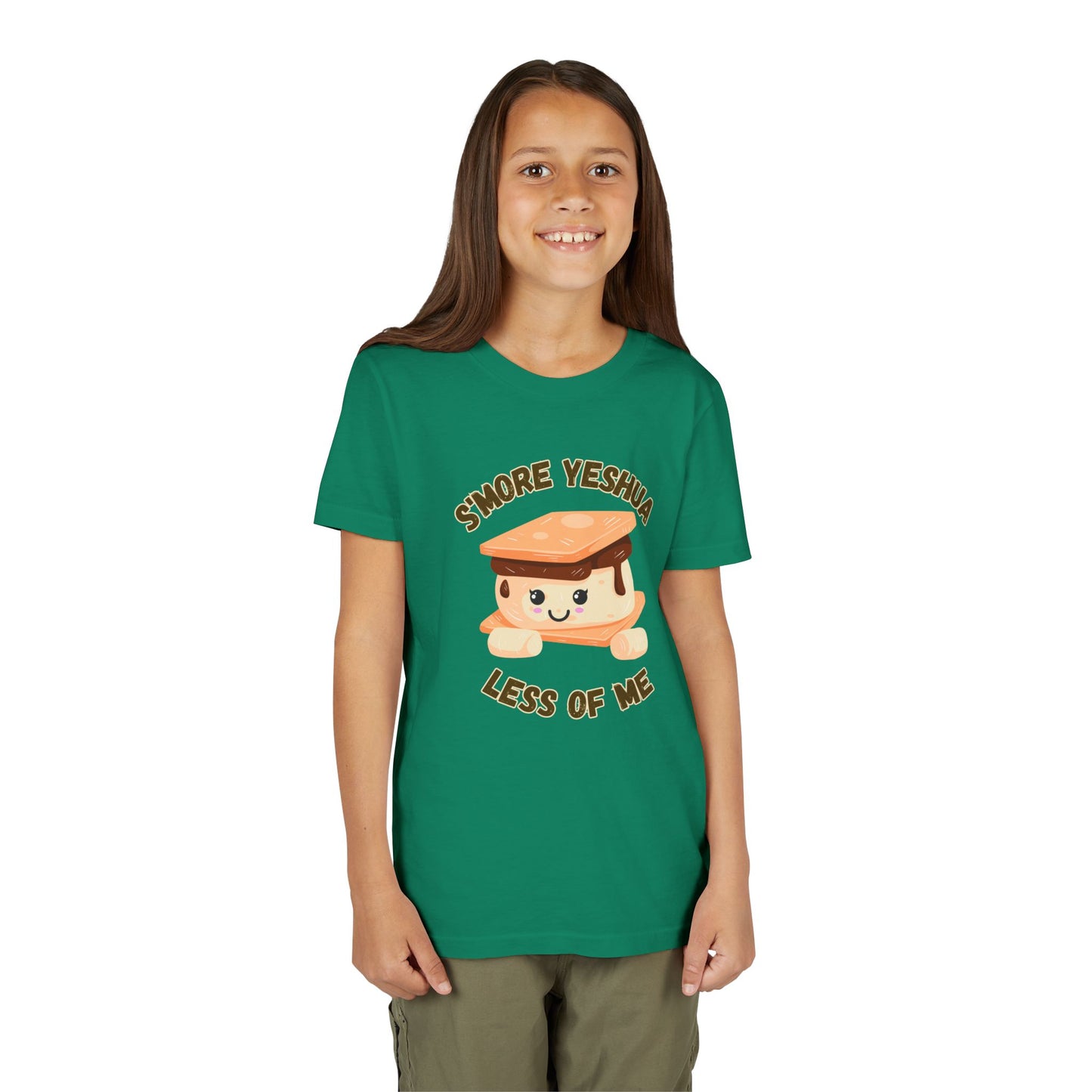 Youth T-Shirt - More Yeshua, Less of Me Shirt Cute S'mores for Sukkot